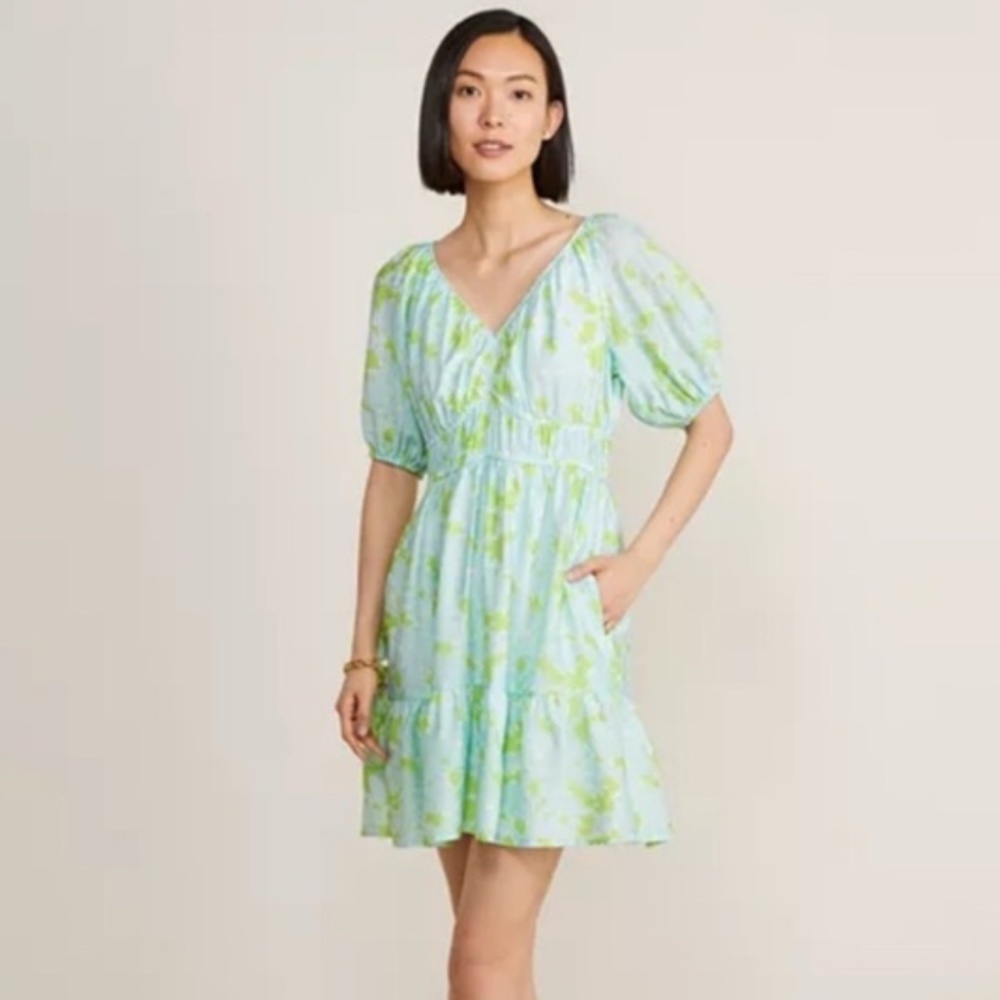 Vineyard Vines spring floral puff sleeve mini dress M